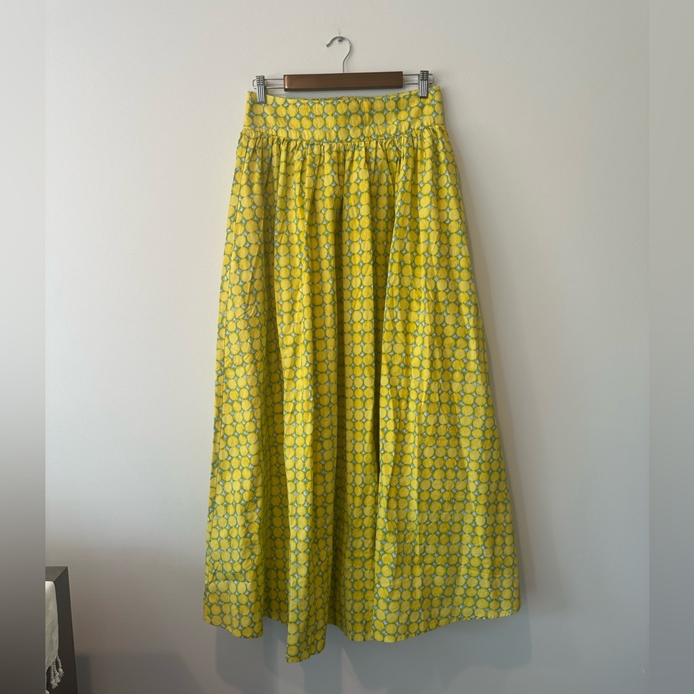 Sundance Yellow Polka Dot Patterned Midi Skirt Size Medium
